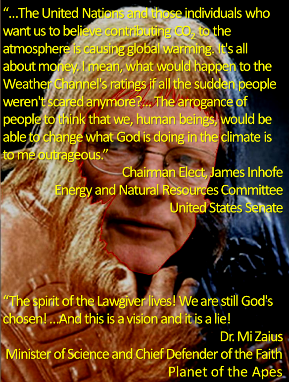 Dr. Zaius Inhofe to take over Chairmanship of the Senate Energy and Natural Resources Committee, January 5, 2015